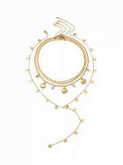 SHELL & STARFISH & SEQUIN LAYERED NECKLACE