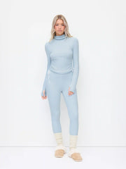 Turtleneck Drawstring Ruched Cropped Top & Mid Rise Leggings Set