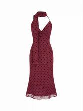 Chiffon Halter Neck Polka Dot Wrap Maxi Dress