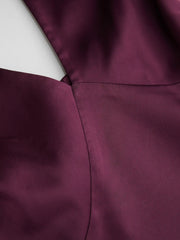 Satin V-neck Backless & Bowknot A-line Maxi Dress Curve & Plus