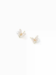 BUTTERFLY & RHINESTONE STUD EARRINGS