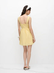 Cotton-blend Sweetheart Lettuce Trim Mini Dress