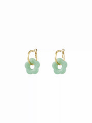 FLOWER DROP HOOP EARRINGS