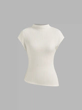 High Neck Texture Asymmetrical Hem Top