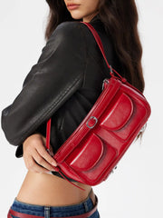 DOUBLE POCKET SQUARE SHOULDER BAG