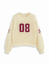 Knit Crochet 08 Star Graphic Hollow Out Oversized Long Sleeve Top