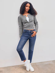 Knit Round Neckline Solid Button Cardigan