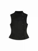 Cotton-blend Asymmetrical Button Top