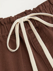 Denim High Rise Drawstring Barrel Leg Trousers