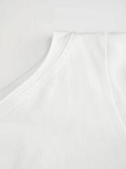 Cotton-blend Deer Graphic Asymmetrical Neck Oversized Tee