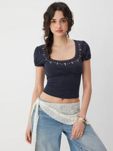 Cotton-blend Floral Short Sleeve Top