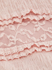 V-neck Lace Ruffle Hem Mermaid Maxi Dress