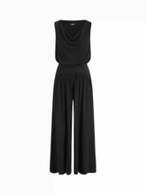 Jersey Cowl Neck Draped High Rise Wide Leg Jumpsuit