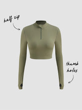 CIDERAIRYâ„¢ High Neck Solid Zipper Active Long Sleeve Top