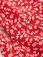 Sweetheart Ditsy Floral Lettuce Trim Knotted Midi Dress Curve & Plus