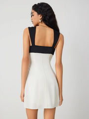 Two Tone Zipper Ruffle Mini Dress