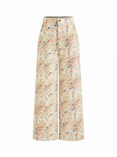 Cotton-blend Floral High Rise Straight Leg Trousers