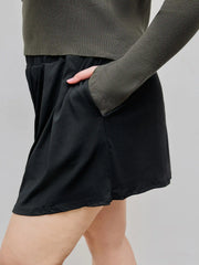 Solid Elastic Waist Wide Leg Shorts Curve & Plus
