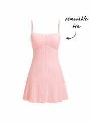 Square Neck Lace Bowknot Cami Mini Nightdress