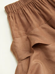Mid Rise Elastic Waist Ruffled Layered Maxi Skirt
