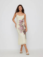 Mesh Floral Cowl Neck Mermaid Maxi Dress