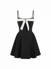Square Neck Bowknot A-line Mini Dress