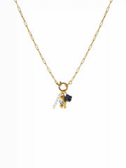 FISH & FAUX PEARL STAINLESS STEEL PENDANT NECKLACE