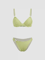 Heart Ring Linked Check Underwire Bikini Set