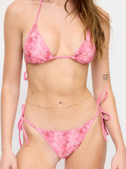 Floral Butterfly Halter Neckline Tie Side Triangle Bikini Set