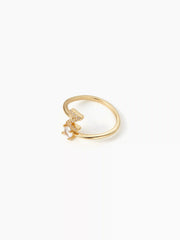 LETTER & ZIRCON OPEN RING