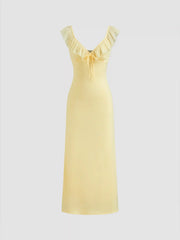 Sweetheart Ruffle Knotted Maxi Dress