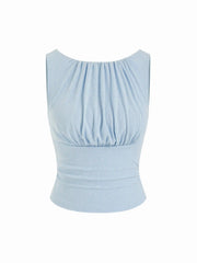 Ruched Backless Crop Tank Top