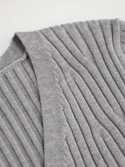Knit V-neck Long Sleeve Top With Faux Feather Cuffs