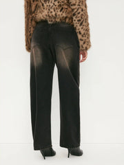 Denim Low Rise Zipper Barrel-leg Jeans