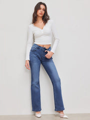 High Stretch Cider Denim Low Rise Solid Pocket Bootcut Jeans