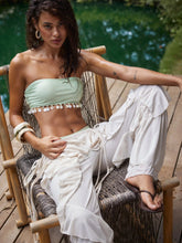 Halter Neckline Shell Tassel Hem Tube top Bikini Set