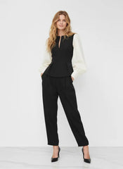 Half Zip Pleated Blouse