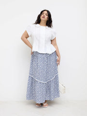 Cotton-blend Peter Pan Collar Broderie Anglaise Pleated Blouse Curve & Plus