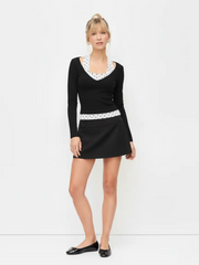 Halter Neckline Polka Dot Top & V Neck Long Sleeve Top