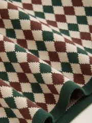Knit Halter Neck Argyle Pattern Tank Top