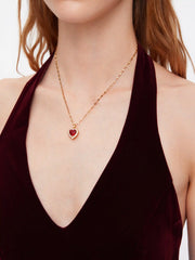 HEART & ZIRCON PENDANT NECKLACE