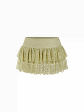 Lace Floral Low Rise Ruffled Layered Mini Skirt