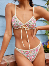 V-neck Floral Underwire Cheeky Bikini Swimsuit