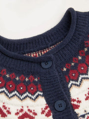 Knit Dachshund Graphic Round Neckline Oversized Cardigan