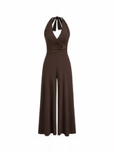 Halter Neckline Belted Ruched Jumpsuit