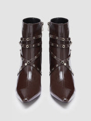 BUCKLE POINTED TOE STILETTO ANKLE BOOTS