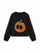 Knit Skeleton Pumpkin Pattern Oversized Top