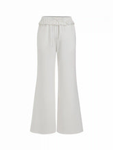 Cotton Mid Rise Ruffled Drawstring Flared Trousers