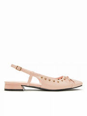 BOWKNOT DECOR STUDDED SLINGBACK FLATS