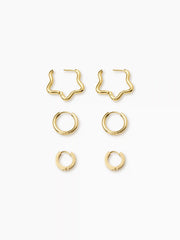 3 PAIRS GEOMETRIC HOOP EARRINGS SET